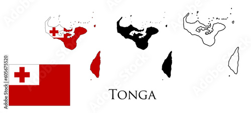 Tonga Flag and map illustration vector