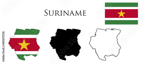 Suriname Flag and map illustration vector