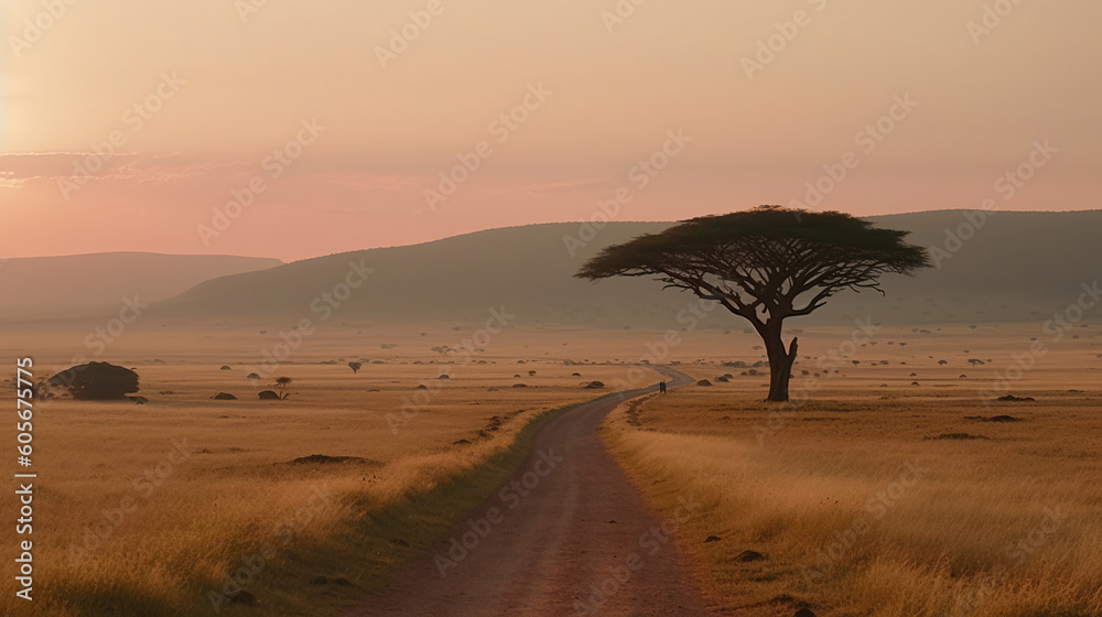 Africa Landscape, Generative AI, Illustration