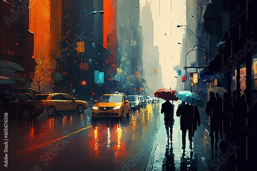 New york city, abstract impressionism style