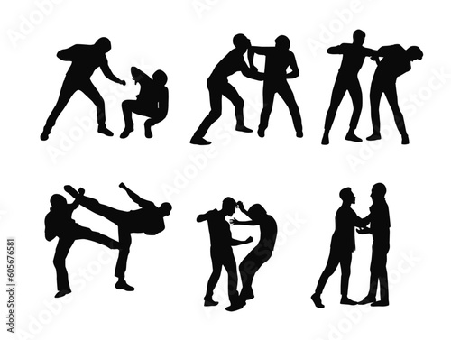 Man fighting silhouette, violence