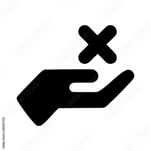 Hand Icon. Hand and x symbol template.