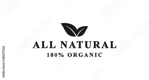 All natural label or All natural logo vector isolated in flat style. Best All natural label for product packaging design element. All natural logo for packaging design element.