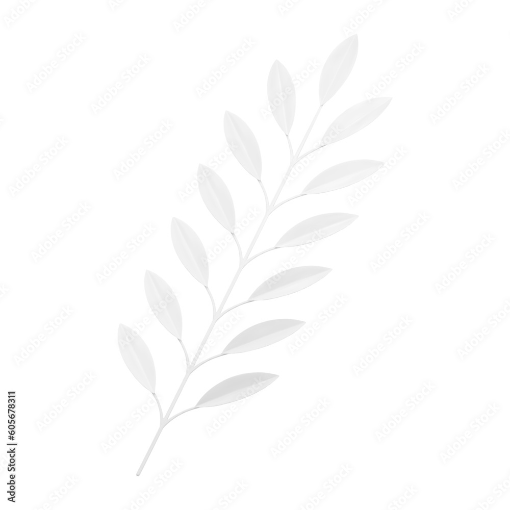 White tree branch romantic botanical premium plant decor element 3d icon realistic vector