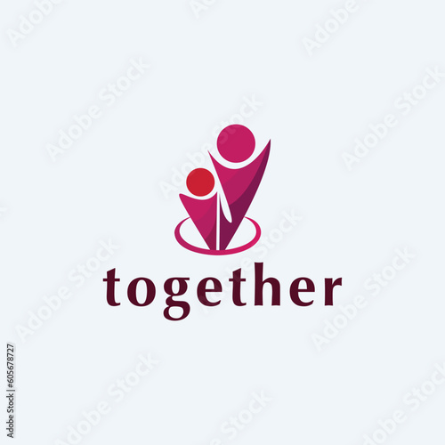 Vector logo design template. Concept for family, teamwork, creativity, training, business partnership, sport team. Human logotype