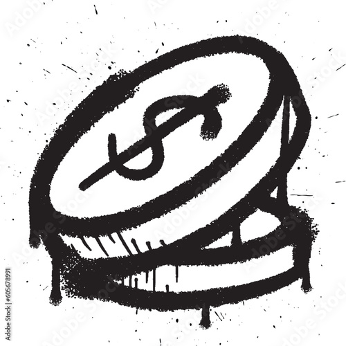 Vector graffiti spray paint coin isolated vector