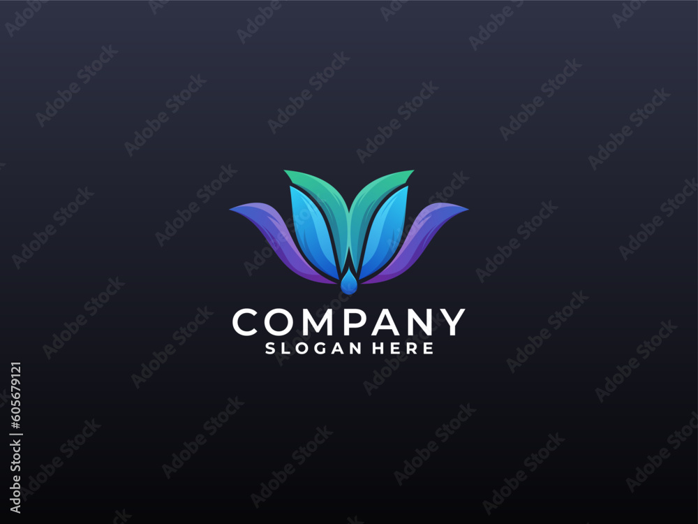 creative colorful lotus logo, gradient logo