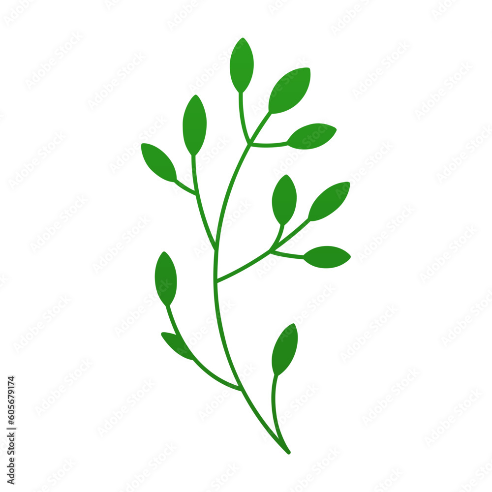 Fototapeta premium Green eco tree branch with leaves lush botanical eco organic decorative design 3d icon vector