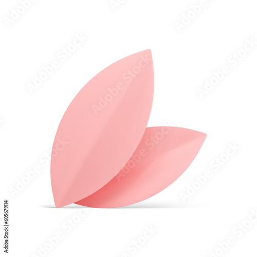 Pink leaves elegant blossom botanical natural floristic decor element 3d icon realistic vector