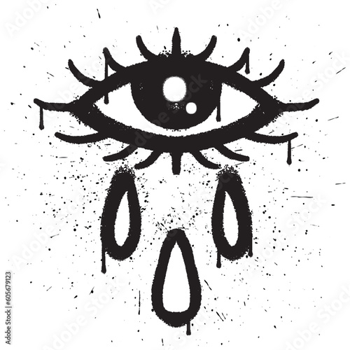 Graffiti spray paint eye with tear isolated vector