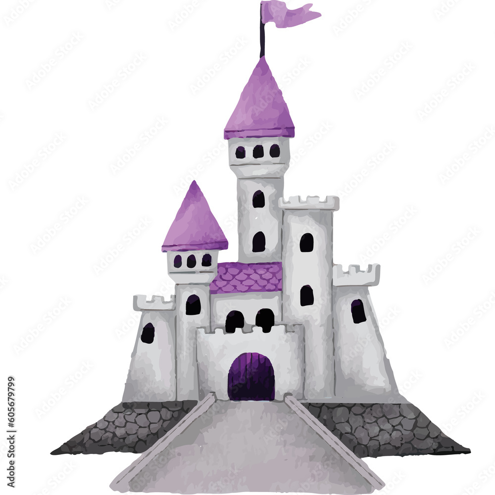 Purple Castle Clip art Element Transparent Background