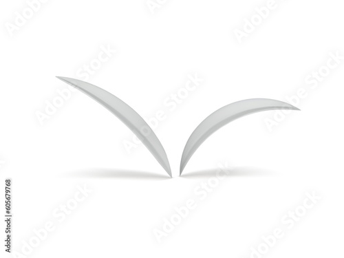 White grass curved leaves elegant stem botanical floristic composition design 3d icon vector