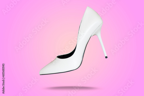 Beautiful high heel footwear fashion female style isolated on pastel background. Advertising campaign concept photography 