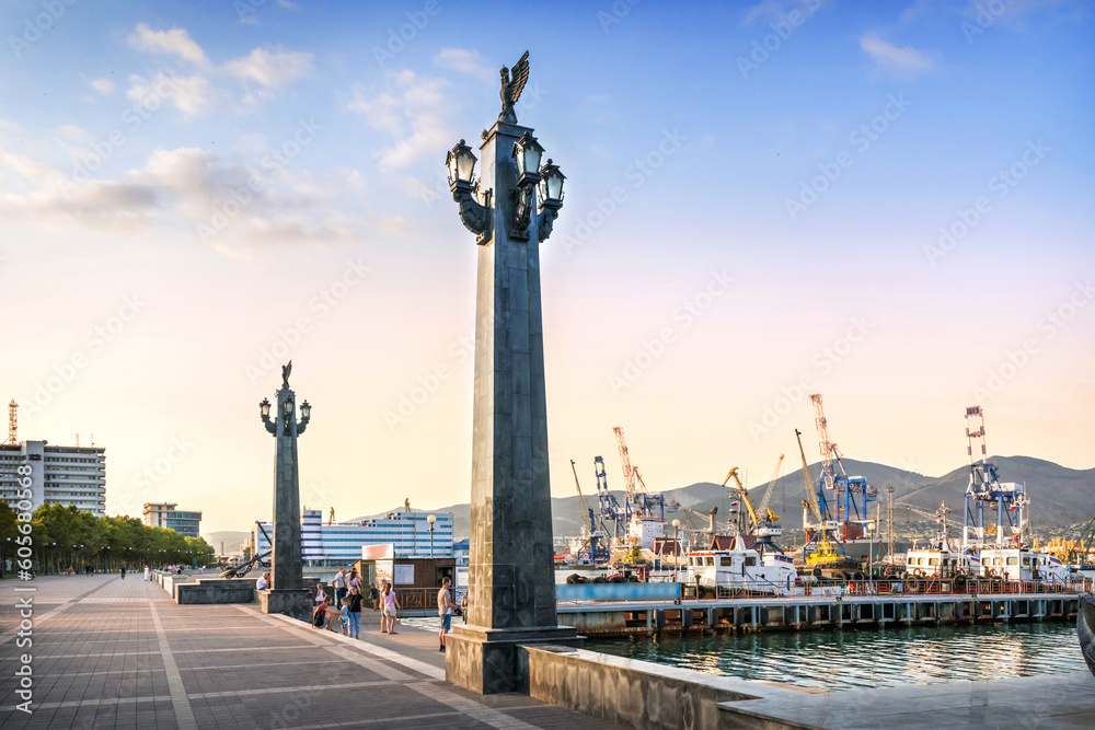 Sea gates, cruiser Mikhail Kutuzov, Black Sea, port, Krasnodar Territory, Novorossiysk