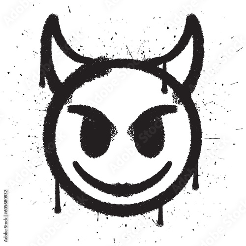 Graffiti spray paint smile devil emoticon isolated vector © Myuser artwork