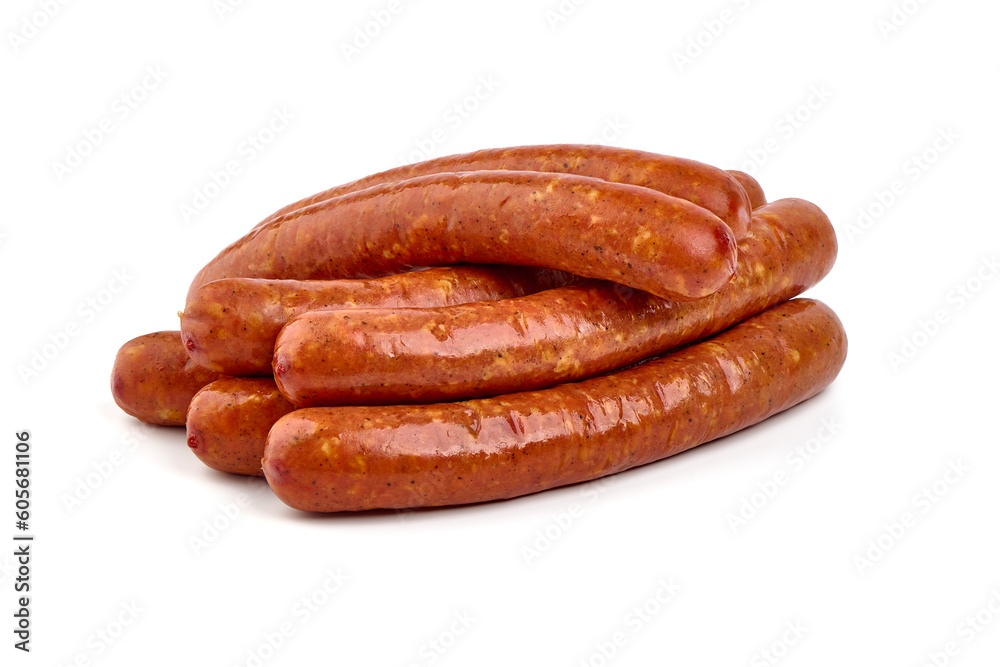 Spanish Merguez Sausages, isolated on white Background. Spanish Merguez Sausages, isolated on white Background.