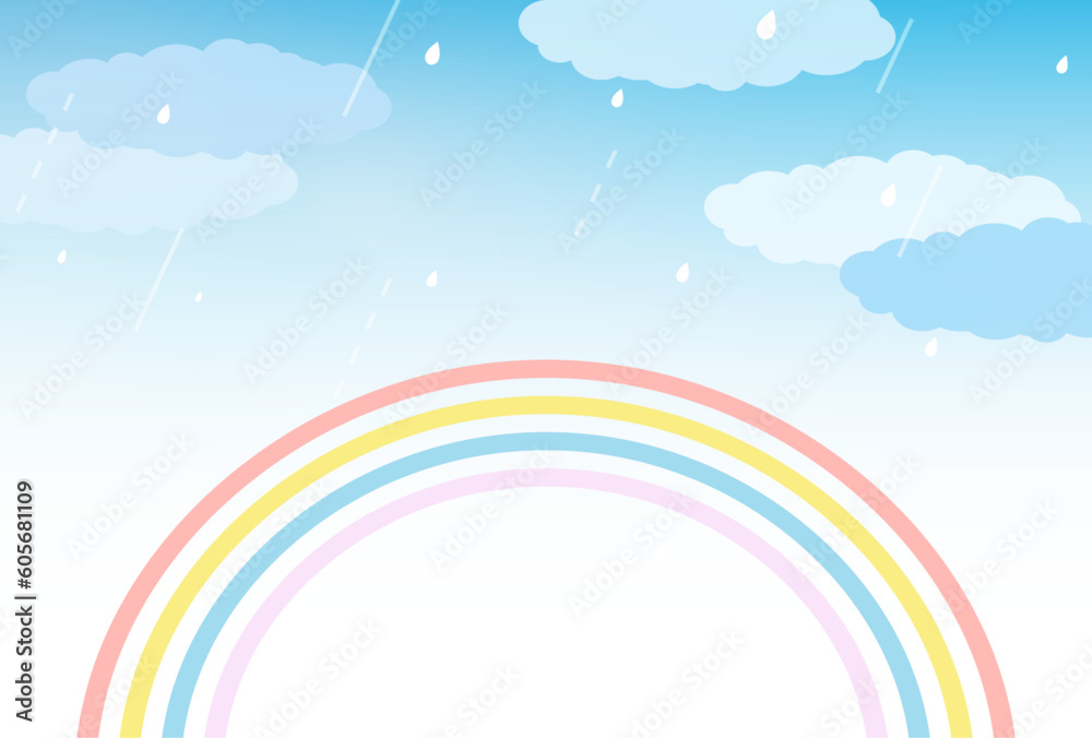 雨上がりの虹の背景イラスト