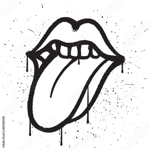 Graffiti spray paint tongue isolated vector illustration