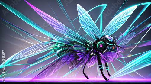 Cyber Insect Robot Buzzing with Futuristic Energy © project