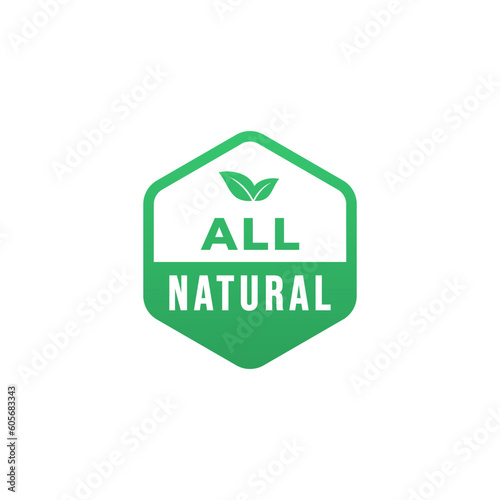 All natural label or All natural sign vector isolated in flat style. Best All natural label for product packaging design element. All natural sign for packaging design element.