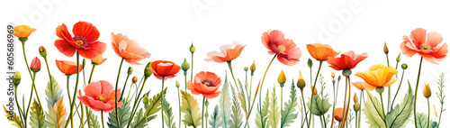 Fotografie, Obraz Red poppies illustration . Generative Ai
