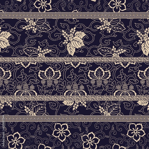 Traditional Japanese style fabric patchwork wallpaper abstract vector seamless pattern
