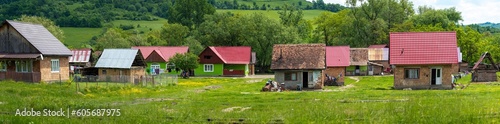 Fototapeta panoramic view of a neighborhood of houses belonging to citizens of the Gypsy et