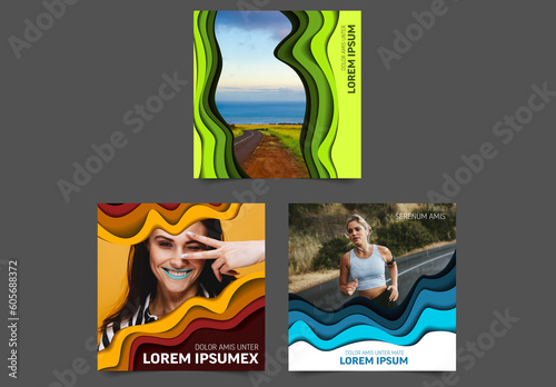 Deep paper cut effect mask for instagram and other social media post template