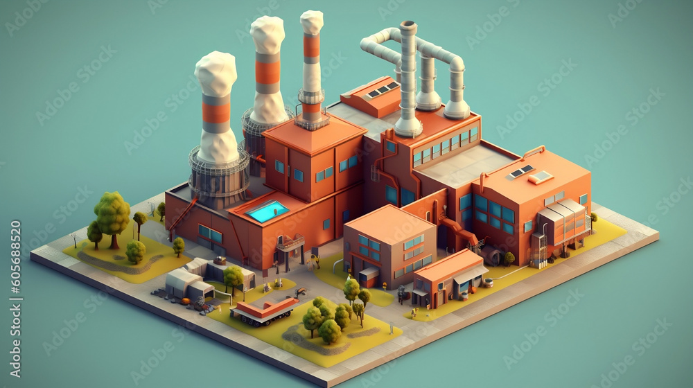 Isometric design of industrial factory building