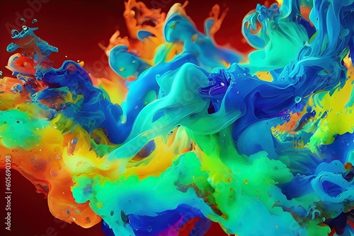 Abstract colorful liquid background illustration, Ai generative
