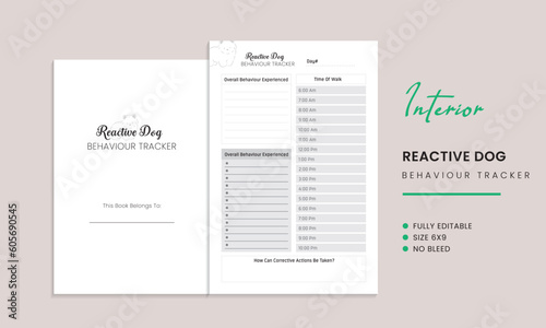 Reactive Dog Behaviour Tracker Kdp Interior Template