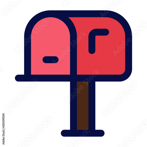 postbox mail filled line, outline flat icon