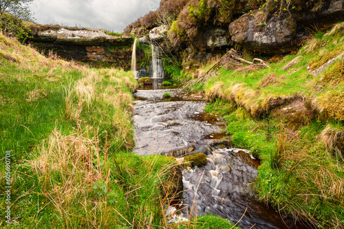 Sills Burn below Waterfall in Upper Coquetdale, which is a tributary of the River Rede located within the Otterburn Ranges in Northumberland and the Cheviot Hills