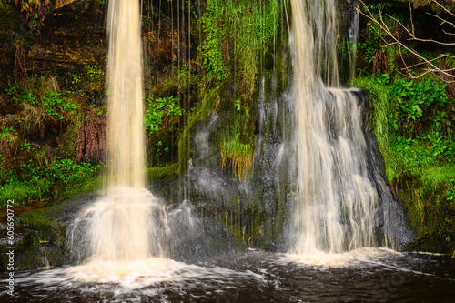 Close-up of Waterfall in Upper Coquetdale  on Sills Burn a tributary of the River Rede located within the Otterburn Ranges in Northumberland and the Cheviot Hills