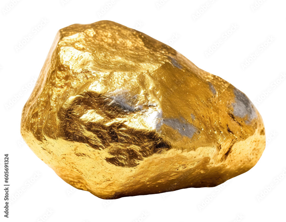 Gold nugget png, transparent background, gold nugget isolated, generative ai