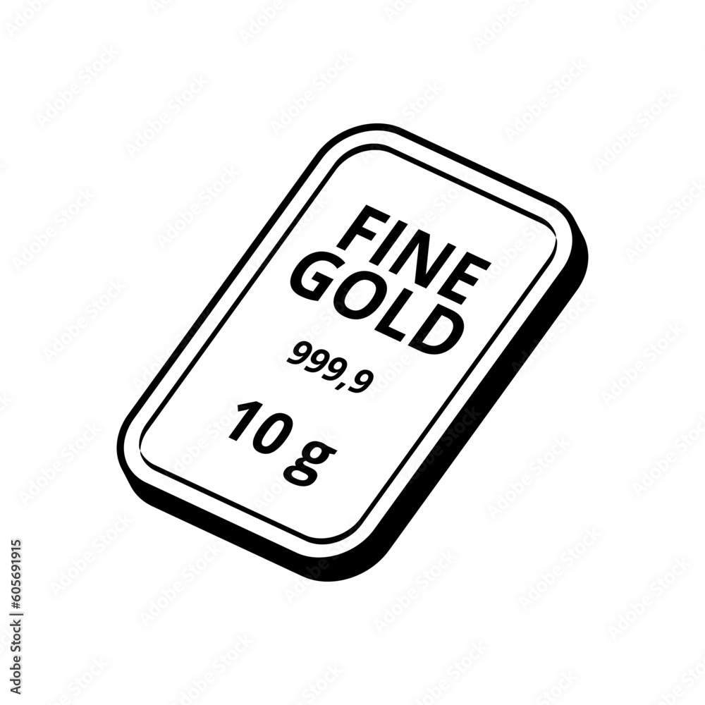 Fine gold bar line art isolated on white background Fine gold bar line art isolated on white background