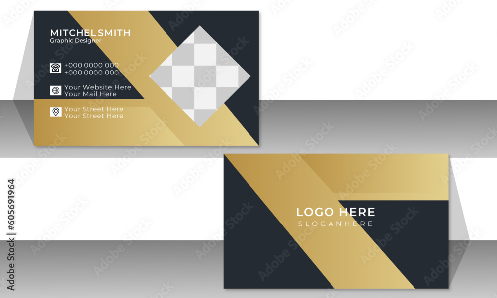 Double-sided creative business card template. Portrait and landscape orientation. Horizontal and vertical layout. Vector illustration
