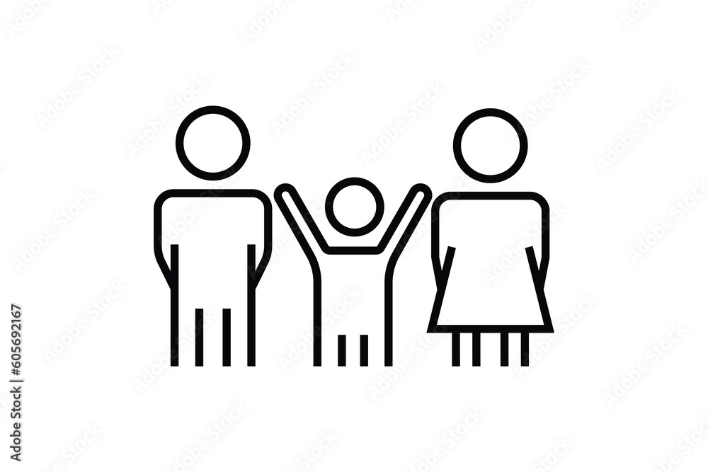 Family icon. father, mother, child. Line icon style design. Simple vector design editable. EPS 10 and SVG files