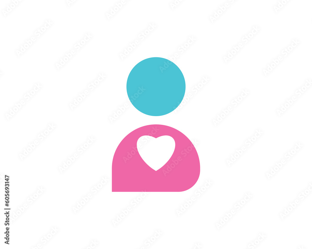 People care logo illustration. People logo with heart symbol People care logo illustration. People logo with heart symbol
