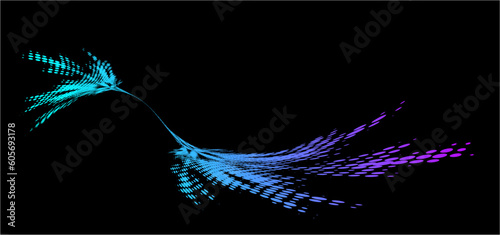 Dotted halftone border with neon gradient fill on a dark background. Circling in the deep sea. Vector. photo