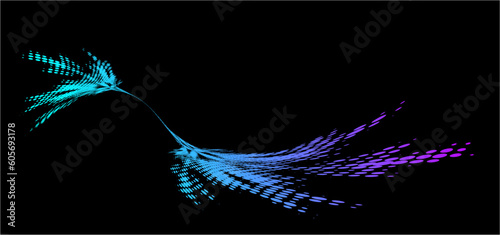 Dotted halftone border with neon gradient fill on a dark background. Circling in the deep sea. Vector.