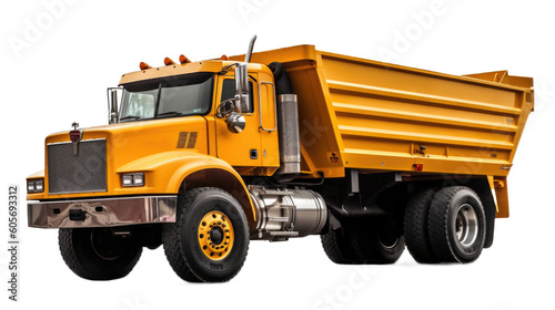 Dump truck isolated on transparent background. Generative AI