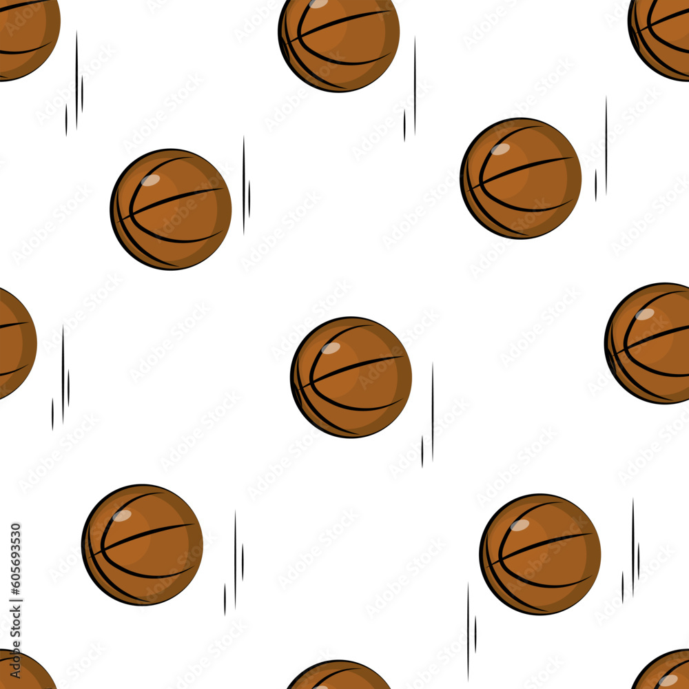 seamless pattern with basketball on white
