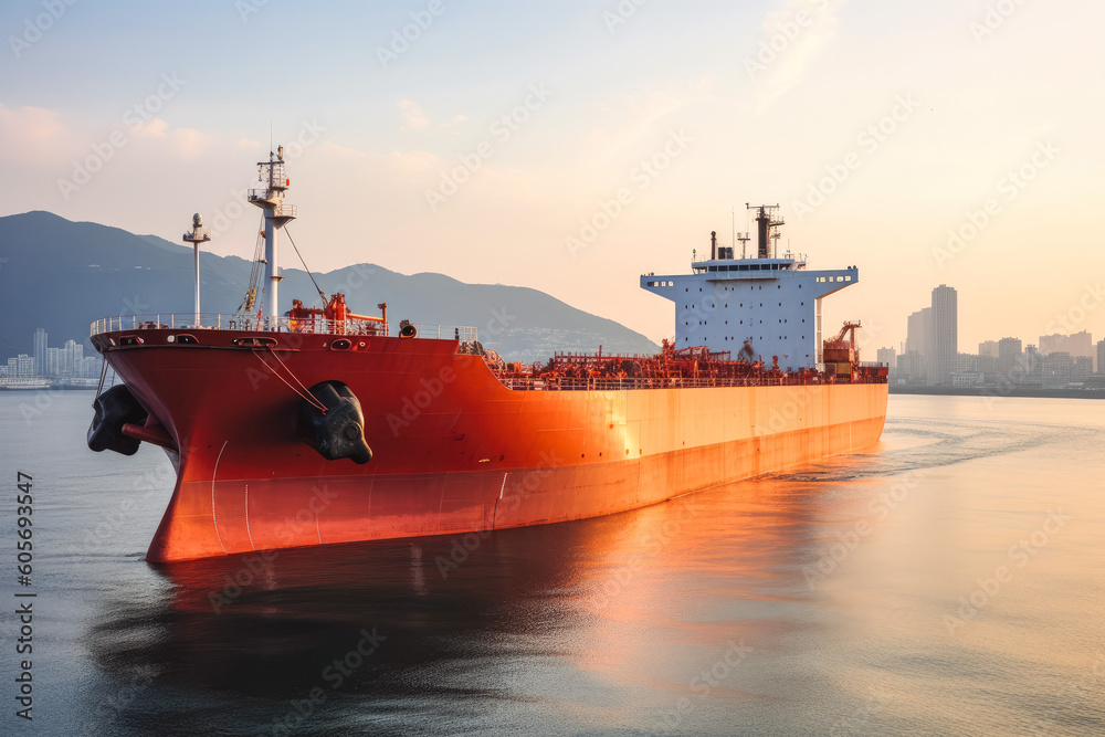 Oil tanker. Huge oil tanker ship, oil transfer worldwide. Generative AI Oil tanker. Huge oil tanker ship, oil transfer worldwide. Generative AI