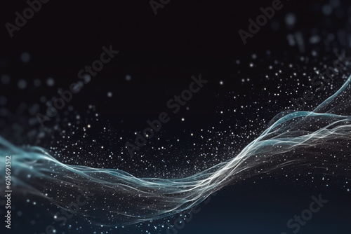 Motion graphic particles organic form. Futuristic abstract background wallpaper wave. Generative AI