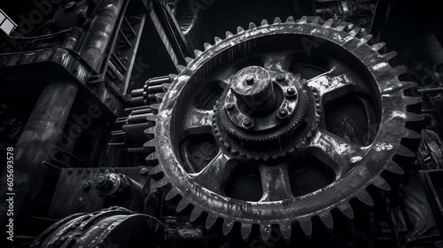 Obraz na płótnie Heavy Gear Mechanism with Machine Oil w salonie