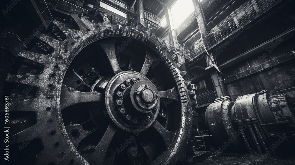 Black Mechanical Gear at Night
