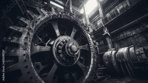 Obraz na płótnie Black Mechanical Gear at Night w salonie