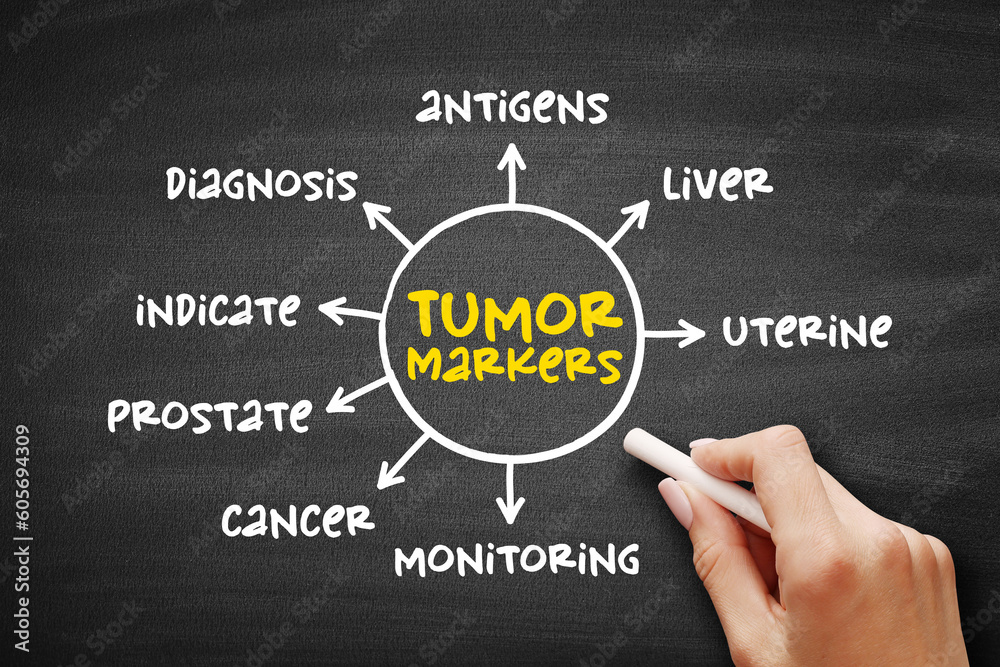 Tumor markers biomarker found in blood, urine, or body tissues that