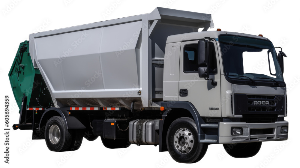 Fototapeta premium Refuse truck isolated on transparent background. Generative AI